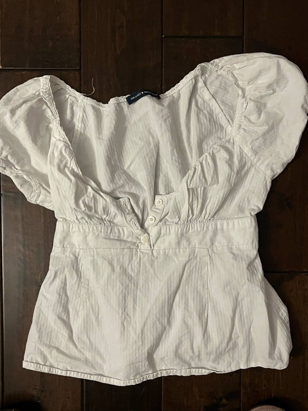 Brandy Melville White Puff Sleeve Cotton Blouse - Women